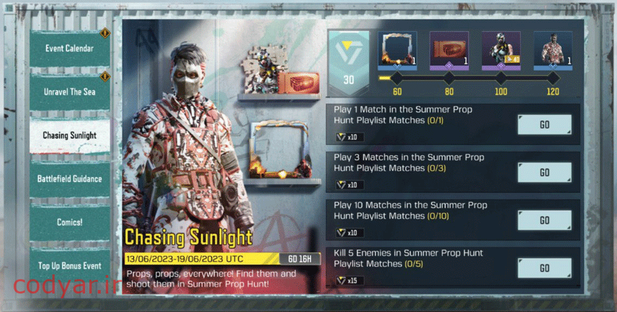 ترجمه ایونت Chasing Sunlight در کالاف دیوتی موبایل
