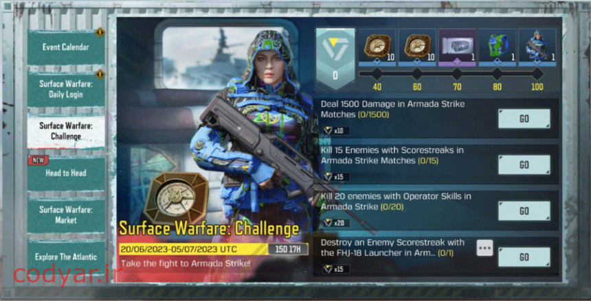ترجمه ایونت Surface Warfare Challenge در کالاف دیوتی موبایل